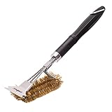 Grillfürst Premium Grillbürste mit Messing Borsten und schraubbarem Griff, 45 cm - Grill Reinigungsbürste für Grillrost, Grillrost Bürste mit langem 3-Fach Bürstenkopf und Schaber