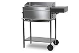 Schickling Premio II Grillwagen BBQ Holzkohlegrill aus rostfreiem Edelstahl mit Ablagetisch und Besteckhaken – Made in Germany: 5-Fach höhenverstellbar, 3-teiliger Grillrost, Grillfläche: 55 x 33 cm