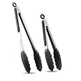 HOTEC Premium Edelstahl Küchen zangen mit Silikon Spitzen Grillzange zangen Set of 2–23 cm und 30,5 cm