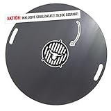 A. Weyck Tools Feuerplatte 80cm 5mm Inkl. Grilleinsatz für Feuertonnen Grillplatte Plancha Grillring BBQ #02