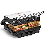 Aigostar Hett - kontaktgrill für Sandwiches, Steak und als Panini Grill, sandwich maker mit antihaftbeschichtung, 1000W Sandwichtoaster mit wärmeisolierter griff, bpa frei.