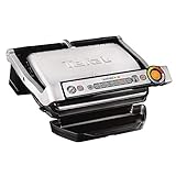 Tefal OptiGrill+ GC712D | intelligenter Kontaktgrill | 6 Grillprogramme | passt Temperatur + Grillzyklus ans Grillgut an | antihaftbeschichtete Platten, 30 cm x 20 cm, Schwarz / Edelstahl