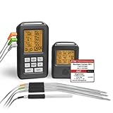 BURNHARD Funk Grillthermometer mit 4 Temperaturfühlern, 30m Reichweite, Digital Braten-Thermometer für Grill & Backofen, Timer, BBQ Thermometer, Grillzubehör für Fleisch & Fisch