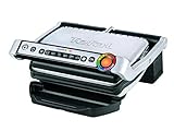 Tefal Optigrill GC705D | intelligenter Kontaktgrill | 6 automatische Programme | passt Temperatur + Grillzyklus ans Grillgut an | antihaftbeschichtete Platten, 30 cm x 20 cm, edelstahl/schwarz