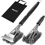 Grilljoy Hochleistungs-Grillbürste und Schaber mit Tragetasche - Exklusives Grillreinigungsset mit extra Grilldrahtbürstenkopf - Perfekte Grillbürste für die Gasgrillreinigung für Männer Geschenk