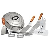 BBQ-Toro 9-teiliges Edelstahl Grill Plancha Zubehör Set | Plancha Grill Zubehör Set mit Wärmeglocke, Pfannenwender, Spachtel, Grillzange, Spritzflaschen, Eiformen | Teppanyaki Grill Werkzeug