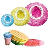 60 Stück Elastische Kunststoff Frischhaltebeutel,22/17/10cm Lebensmittel Abdeckung Wiederverwendbare,Dichtungsbeutel,BPA-frei,Elastisch,Bunt,für Gemüse Frischeschutz,BBQ,Hotel Duschkappe