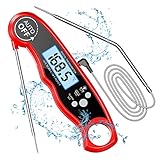 CIRYCASE Grillthermometer Digital, Sofort Lesen Fleischthermometer Bratenthermometer, Externe Lange Sonde mit 102cm-Edelstahlkabel, Alarmeinstellung, Backofenthermometer für Küche, BBQ, Ofen, Backen